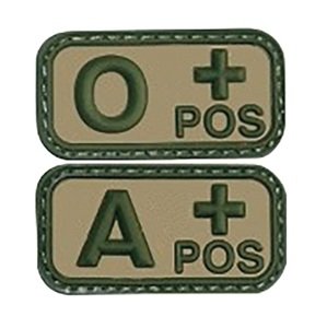 Patch PVC olive krvná skupina AB+