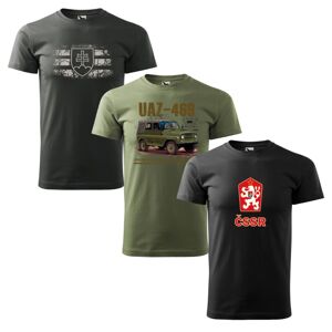 Tričko 3x akciový set - SVK znak grey + UAZ + ČSSR S