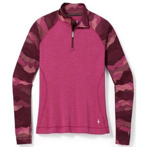Smartwool W CLASSIC THERMAL MERINO BL PTTRN 1/4 ZB festive fuchsia mountain scape Veľkosť: M spodná bielizeň