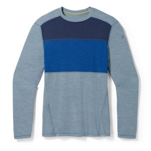 Smartwool CLASSIC THERMAL MERINO BL COLORBLOCK CREW B pewter blue heather Veľkosť: L spodná bielizeň