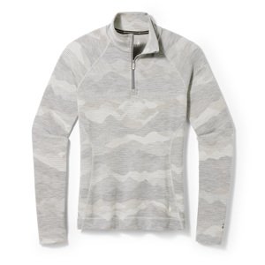 Smartwool W CLASSIC THERMAL MERINO BL 1/4 ZIP B light gray mountain scape Veľkosť: XL spodná bielizeň