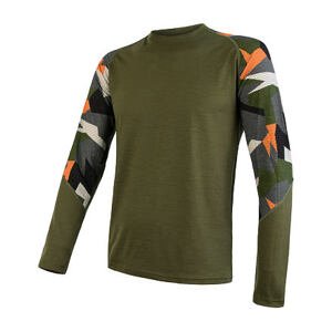 SENSOR MERINO IMPRESS pánske tričko dl.rukáv safari / camo Veľkosť: M