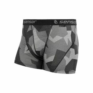 SENSOR MERINO IMPRESS pánske trenírky čierna camo Veľkosť: L