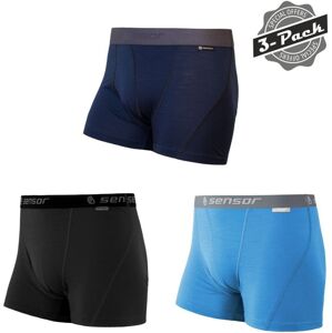 SENSOR MERINO ACTIVE 3-PACK pánske trenírky čierna/modrá/deep blue Veľkosť: XXL spodná bielizeň