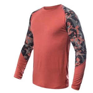 SENSOR MERINO IMPRESS pánske tričko dl.rukáv terracotta/rush Veľkosť: L-