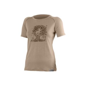 Lasting dámske merino tričko s tlačou FLORA 7373 hnedé Veľkosť: -XL 8595067904726 dámske tričko