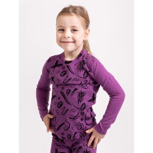 Unuo Unuo, Detské merino tričko s dlhým rukávom Nature, Ostružinová, Kresba Veľkosť: 98/104