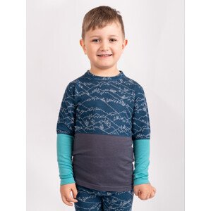 Unuo Unuo, Detské merino tričko s dlhým rukávom Nature, Kobaltová, Hory chlapec Veľkosť: 158/164