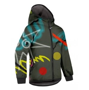Unuo Unuo, Detská softshellová bunda s fleecom Basic, Khaki, Fantázia Veľkosť: 134/140